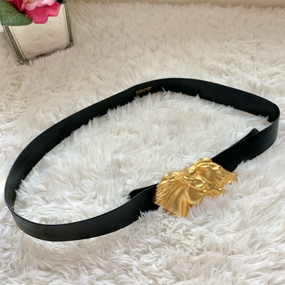 Vintage Doreen Ryan Gold Horse Buckle Leather Belt - Picture 3 of 16